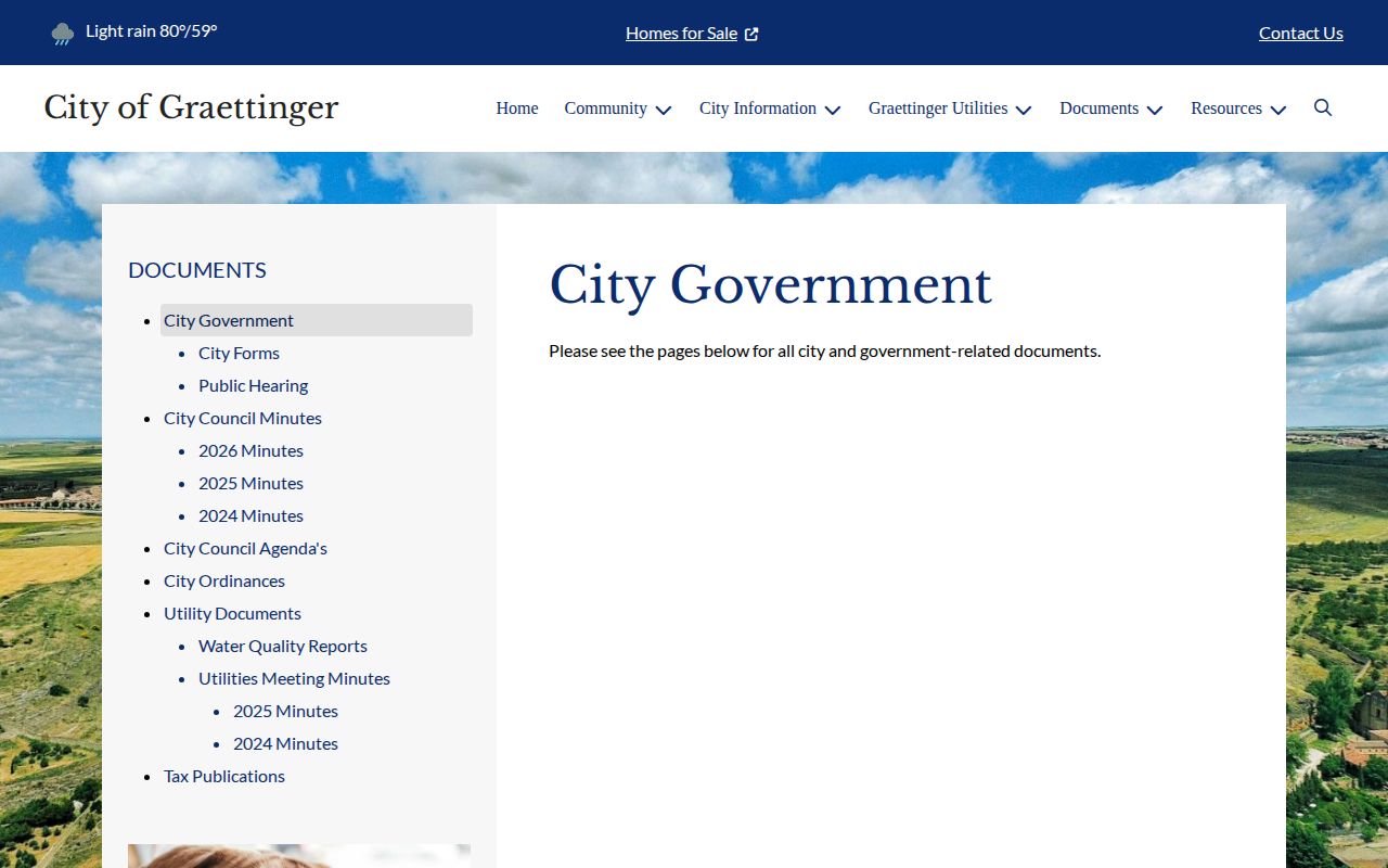 Graettinger recent arrests source showing official city government information and no public roster